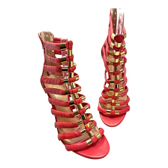 Vince Camuto Troy Pink Leather Gladiator Stiletto Sandals - Picture 9 of 11